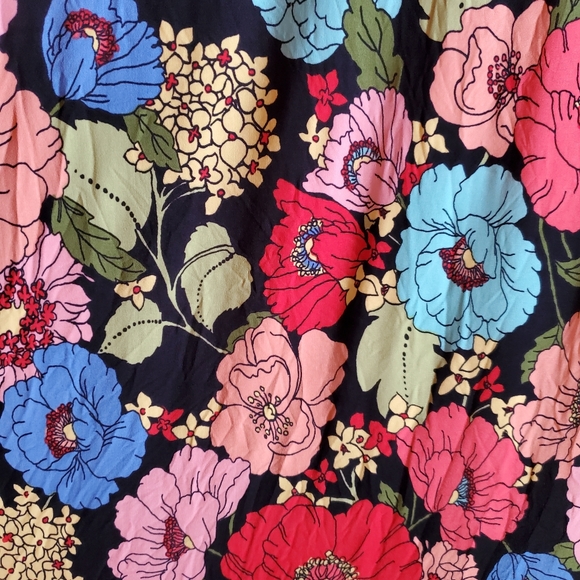 Noble U black and floral rainbow tank sleeveless asymmetrical hem slinky dress - Picture 5 of 7